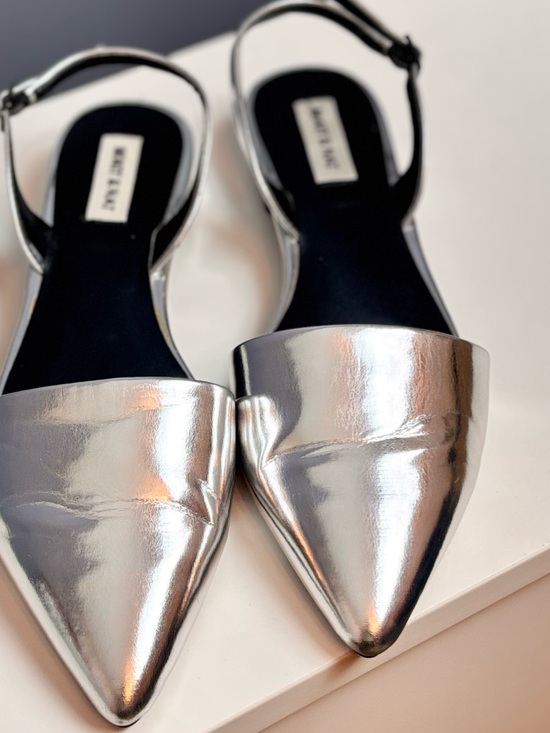 Matt And Nat Shoes - Silver Pointed-Toe Slingback Mules